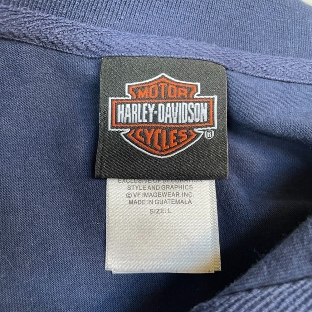 Harley Davidson Polo Shirt Mens Large Blue Cotton Shumate Spokane WA Embroidered - Picture 7 of 9